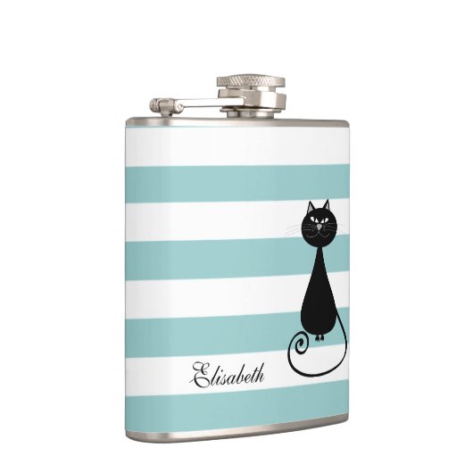 黒おもしろい猫ストライプ赤エレガントちゃん青モノグラム フラスク (右)