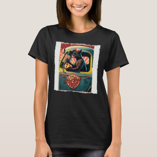 黒おもしろい猫トラックドライバーのホットド子供へッグ、wo tシャツ (正面)