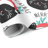 黒おもしろい猫パターメリーン ラッピングペーパー (ロールコーナー)