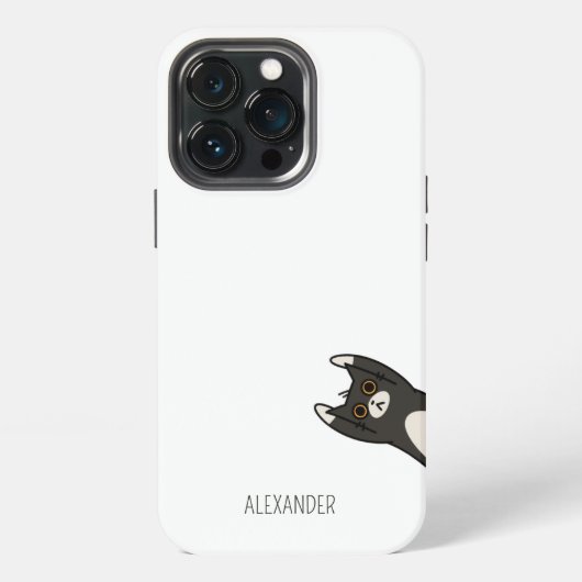 黒おもしろい猫パーソナライズされた iPhoneケース (裏面)