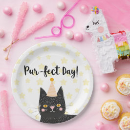 黒おもしろい猫パーフェクトデイ誕生日 ペーパープレート