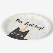 黒おもしろい猫パーフェクトデイ誕生日 ペーパープレート (アングル)