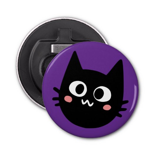 黒おもしろい猫パープル 栓抜き (正面)