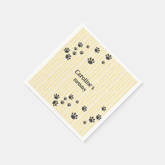 黒おもしろい猫ポーズ動物愛好家誕生日 スタンダードカクテルナプキン (角)