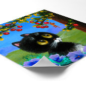 黒おもしろい猫マウスさくらんぼ作成 ポスター (角)