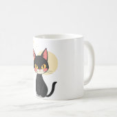 黒おもしろい猫マグのレトロ猫好き コーヒーマグカップ (正面右)