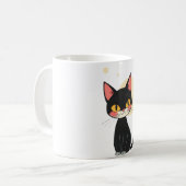 黒おもしろい猫マグのレトロ猫好き コーヒーマグカップ (正面左)