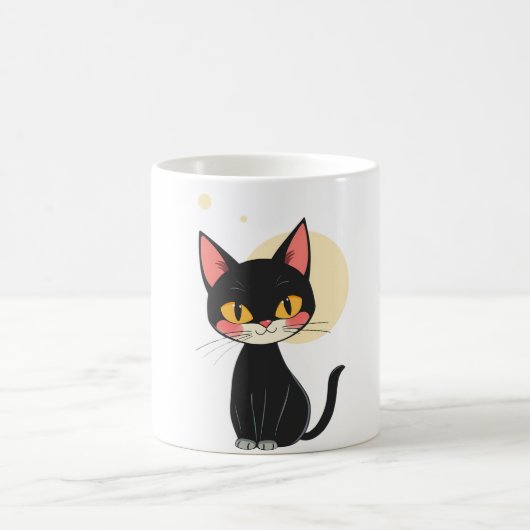 黒おもしろい猫マグのレトロ猫好き コーヒーマグカップ (中央)