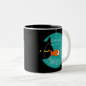 黒おもしろい猫マグカップ – Kurocatto Two-Tone Coffee C ツートーンマグカップ (正面右)