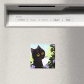 黒おもしろい猫レディバグアート制作 マグネット (インサイチュ (食洗機))
