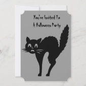 黒おもしろい猫怒ハローウィンパーティ招待状 招待状 (正面)