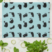 黒おもしろい猫 キッチンタオル (折り畳み)