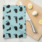 黒おもしろい猫 キッチンタオル (四つ折り)