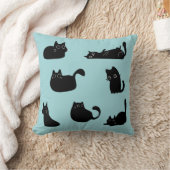 黒おもしろい猫 クッション (ブランケット)