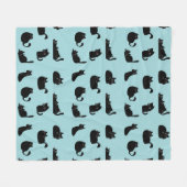 黒おもしろい猫 フリースブランケット (正面(横))