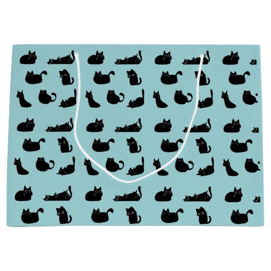 黒おもしろい猫 ラージペーパーバッグ (正面)