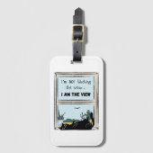 黒おもしろい猫、私が見ている ラゲッジタグ (正面縦)