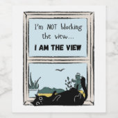 黒おもしろい猫、私が見ている ワインラベル (シングルラベル)