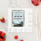 黒おもしろい猫、私が見ている 縁ありランチョンナプキン (インサイチュ)