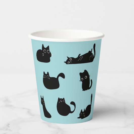 黒おもしろい猫 紙コップ (正面)
