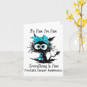 黒おもしろい猫I素晴らしは前立腺癌素晴らし カード (黄色い花)