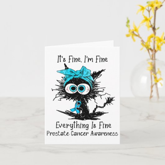 黒おもしろい猫I素晴らしは前立腺癌素晴らし カード (黄色い花)