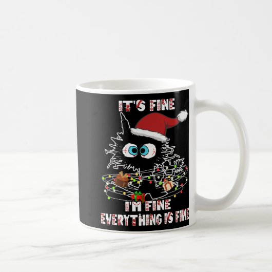黒おもしろい猫T型 コーヒーマグカップ (右)