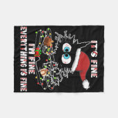 黒おもしろい猫T型 フリースブランケット (正面(横))