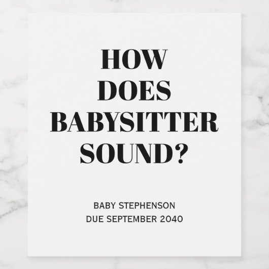 黒おもしろい白の妊娠ベビーシッターが必要 ワインラベル (シングルラベル)