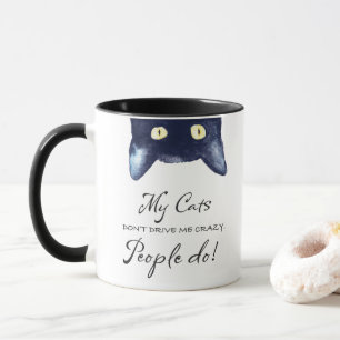 黒おもしろい白キャッ熱狂するトレディ マグカップ