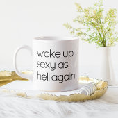 黒おもしろい白グッドモーニング目覚めセクシー コーヒーマグカップ