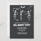 黒おもしろい白ハロウィーン 招待状 (正面)