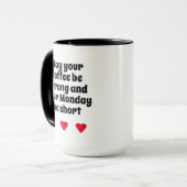 黒おもしろい白ミニマルタイポグラフィエレガント マグカップ (正面左)