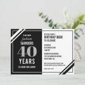 黒おもしろい白40歳の誕生日パーティー 招待状 (スタンド正面)