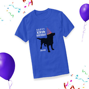 黒おもしろい研究室ドッグカスタムの年齢と名前の誕生日 Tシャツ