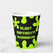 黒おもしろい緑スライム名前をカスタムする誕生日 紙コップ (正面)