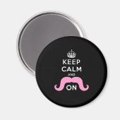 黒おもしろい色、ピンク保の穏やかさと口ひげ マグネット (正面/裏面)