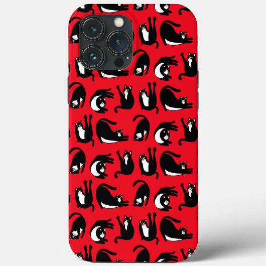 黒おもしろい赤キャットフィットネス Case-Mate iPhoneケース (裏面)