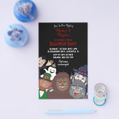 黒おもしろい超自然ハロウィーンの衣装パーティー チラシ (シングル)