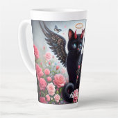 黒おもしろい鬼と天使の猫 カフェラテマグ (左アングル)