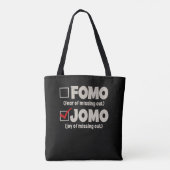 黒おもしろいFOMO JOMOチェックボックスIntrovert トートバッグ (裏面)