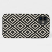 黒およびクリームのイカットのダイヤモンドパターン Case-Mate iPhoneケース (裏面(横))