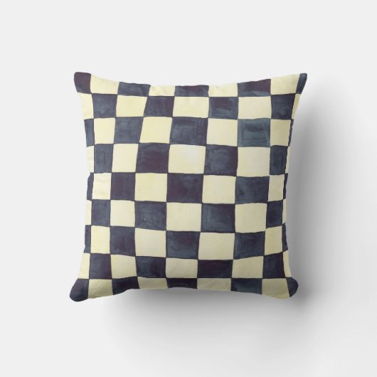 黒およびクリームの点検の枕 クッション (裏面)