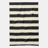 黒およびクリームは縞で飾ります キッチンタオル (縦)