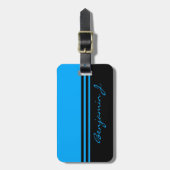黒およびコバルトブルーの除去されたカスタムな荷物のラベル ラゲッジタグ (正面縦)