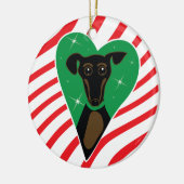 黒およびタンのクリスマス犬のオーナメント セラミックオーナメント (左)