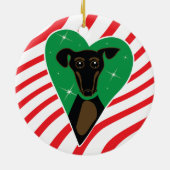 黒およびタンのクリスマス犬のオーナメント セラミックオーナメント (裏面)