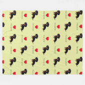 黒およびタンのダックスフントのかわいい目 フリースブランケット (正面(横))