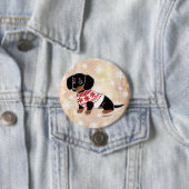 黒およびタンのダックスフントのかわいい目 缶バッジ (インサイチュ)