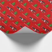 黒およびタンのダックスフントのクリスマスのランニング ラッピングペーパー (角)